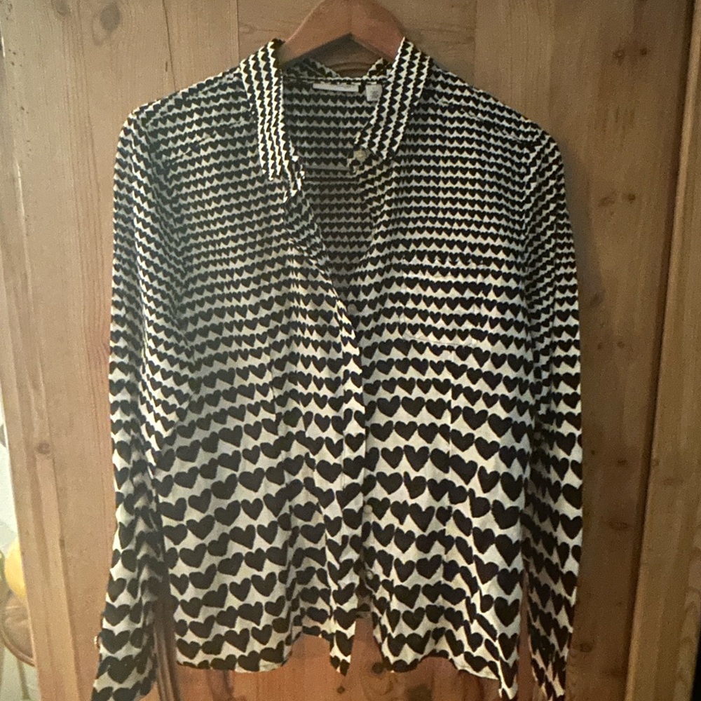 Heart Designs Button Down Blouse - image 1